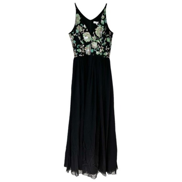 Dress The Population Adriana Sequin Bodice Floral V Neck Gown Size XL NWT - Picture 2 of 12